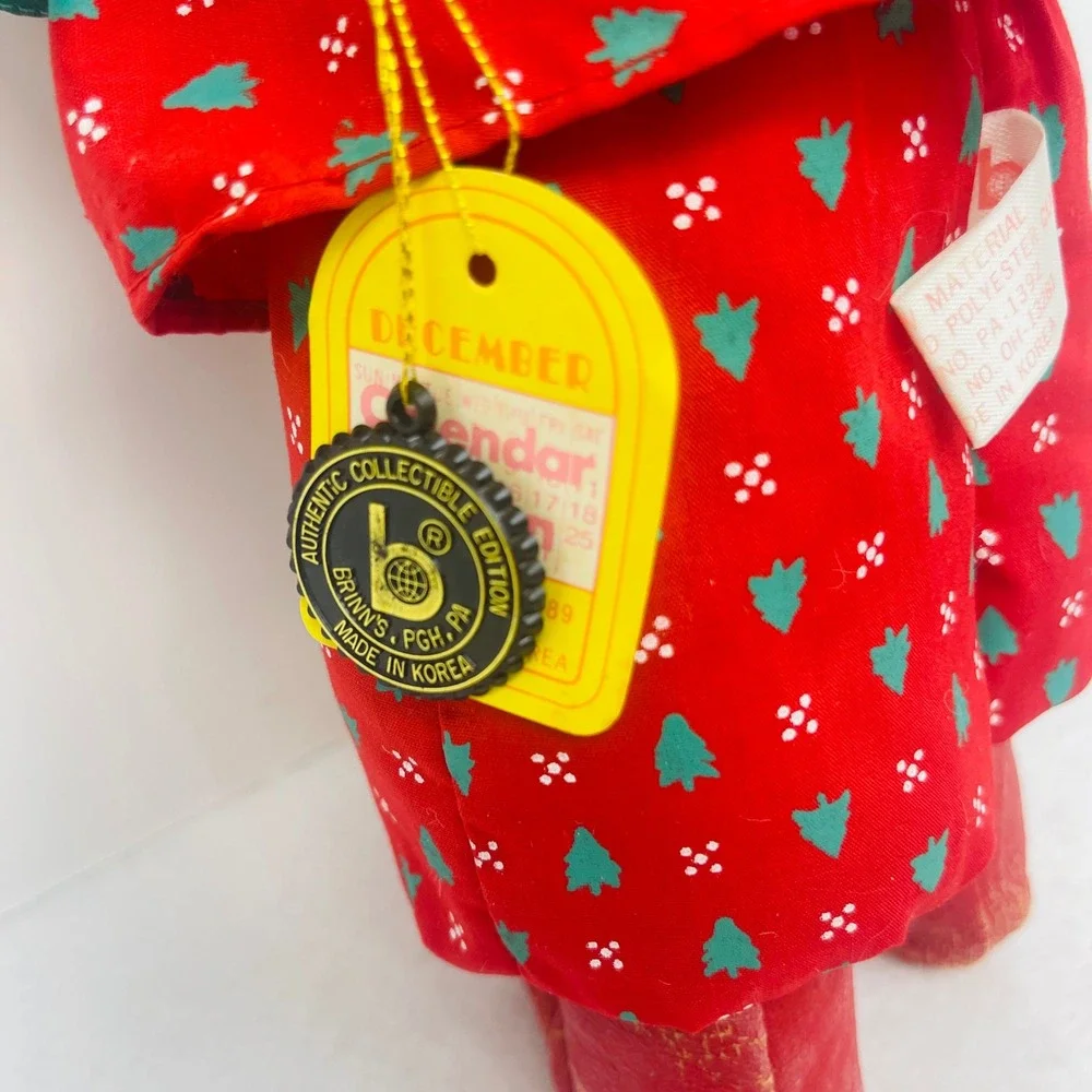 Vintage Brinn's December Calendar Doll Christmas Tree Outfit Red Green 11.5